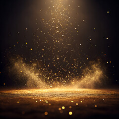 Golden light particles rising from a stage, perfect for luxury product presentations or awards ceremonies