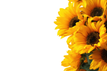 Close-up bouquet of sunflowers against a black background