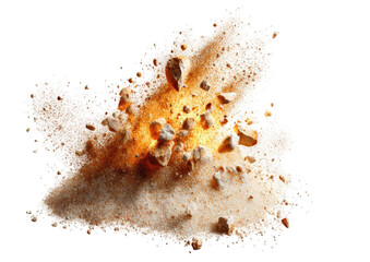 Exploding rocks in a sandy cloud