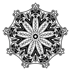 Beautiful mandala floral ornament traditional circular pattern design isolated vector illustration