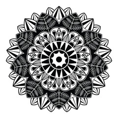 Beautiful mandala floral ornament traditional circular pattern design isolated vector illustration