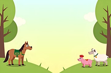 Fototapeta premium Farm Animals Illustration