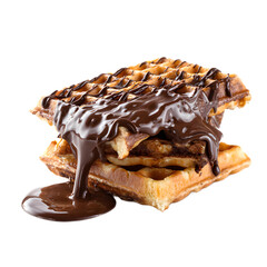 Waffle with chocolate isolated on a transparent background.