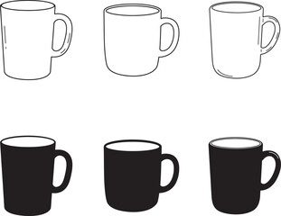 Obraz premium Simple Mug Collection Black and White Hand Drawn Vector Illustration