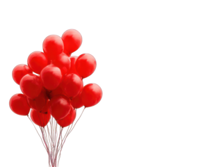 Cluster of bright red balloons against black