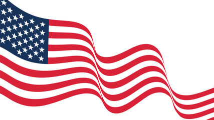 Obraz premium Digital Illustration of Waving American Flag with Red Stripes and White Stars
