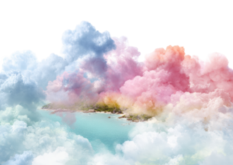 Colorful cloudscape over an island paradise