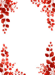 Red floral corner frame on black background