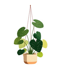 Hanging plant in terracotta pot, pixelated style