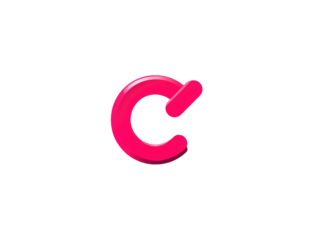 Magenta capital letter "C" with rounded, 3D effect