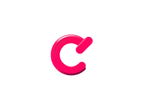 Magenta capital letter "C" with rounded, 3D effect