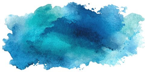 Abstract watercolor stain in shades of teal and blue