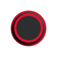 Red and black concentric circle design.  Two layered circles, one dark gray/black center, surrounded by a bright red ring, then another red ring further out.  Simple, geometric, and bold