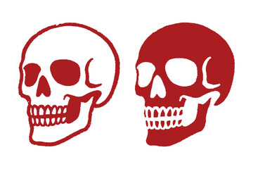 Red Skulls Vector Illustration for Horror Gothic and Dark Art 
