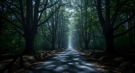 Obraz premium Rural Path Under Full Moon