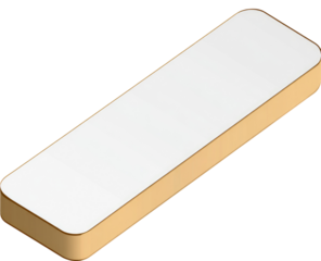 Isometric view of a rectangular, light-beige, food item.  It's a simple, 3D model, likely a loaf of bread or similar, with a light cream/white interior and a slightly darker beige/tan exterior edge