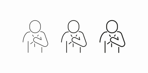person with heart pain icon sign vector