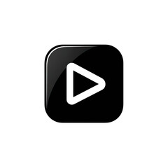 A glossy black square button with a white play icon