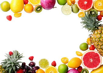 Colorful fruit border on a black background