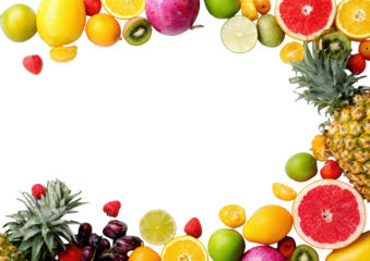 Colorful fruit border on a black background