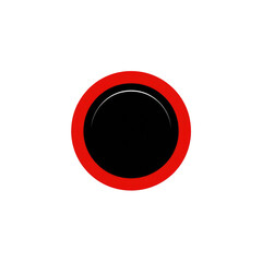 Red ring around black circle.  Simple graphic design.  Solid color circle, outlined in red.  Dark background