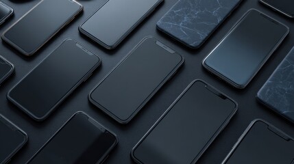 Sleek and Minimal Social Media Grid Mockup for iPhone 13 Pro. Modern Template Design with Dark Aesthetic and Blank Layout