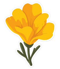Bright yellow flower, outlined in white.  Simple, stylized illustration