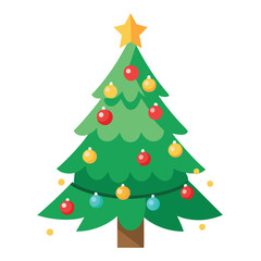Obraz premium Festive decorated christmas tree with ornaments and lights