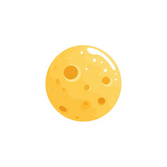 Cartoonish yellow moon, cheese-like texture