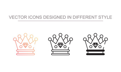 Crown icon design with white background stock illustration