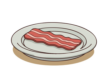 simple charming  bacon plate with a single strip of bacon Clean lines and a pastel background create a visually appealing and modern design suitable for food or lifestyle themes