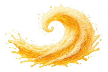 Refreshing and foamy beer wave splashing, creating a dynamic spiral with a transparent background