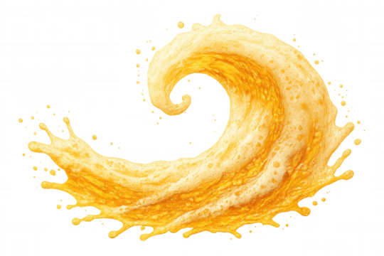 Refreshing and foamy beer wave splashing, creating a dynamic spiral with a transparent background - Powered by Adobe