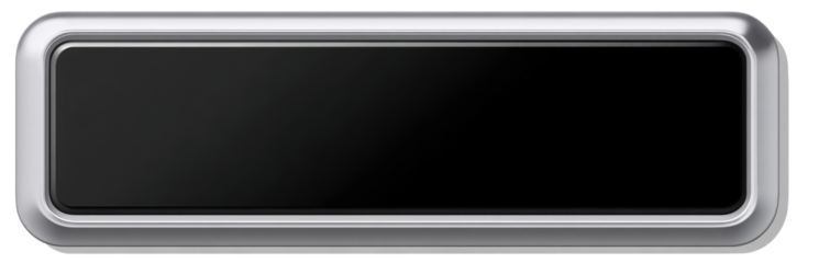 Rectangular, metallic, dark-gray/black panel with a silver/light-gray border