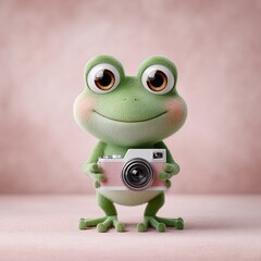 Colorful Cartoon Frog with Camera