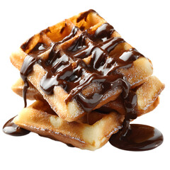 Waffle with chocolate isolated on a transparent background.