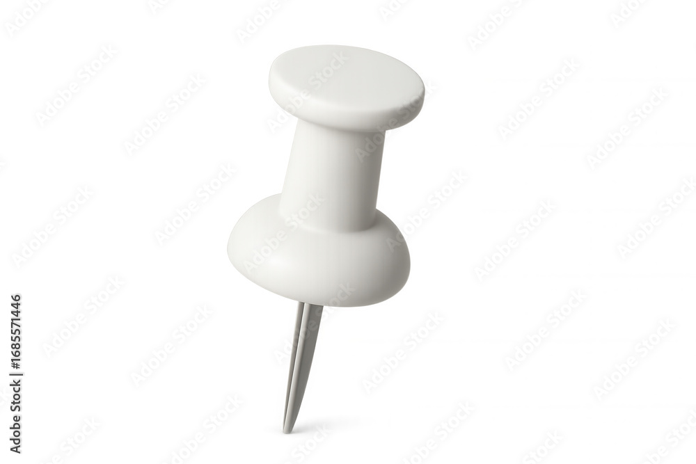 Aufkleber 3d rendering featuring a white push pin on a transparent background, ideal for enhancing various pro