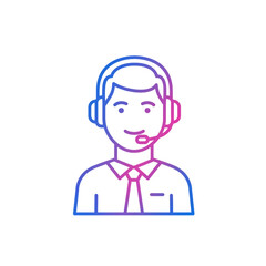 Customer service agent illustration headset support hotline call center online communication on transparent background
