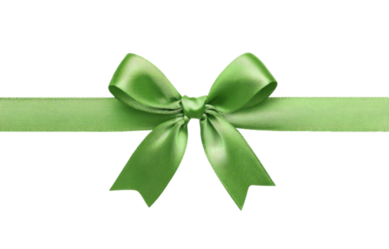A vibrant lime green satin ribbon bow on a horizontal band