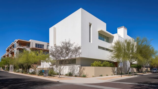 Clean-lined house in natural light, conveying modernity and comfort, great for brochures or show homes.