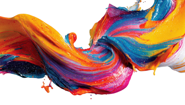 Vibrant paint swirls against a black background
