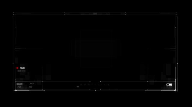 Camera Viewfinder Screen Digital Display And Camera Data. Useful For Film, Tv, Video. Camera View Finder Digital Overlay Display   4k. Alpha Channel Included