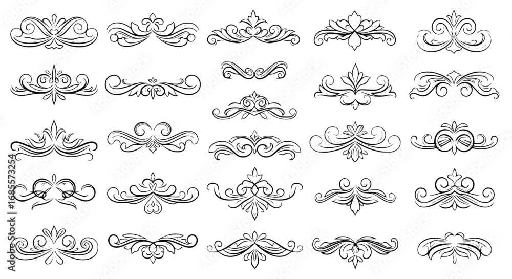 Poster a collection of classical flourishes and intricate design elements, perfect for adding an touch of e