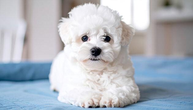 Close-up of a beautiful and cute Bichon Bear puppy