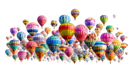 Colorful hot air balloons filling the sky