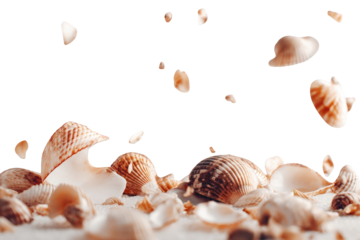 Seashells falling on sand