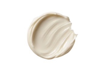 Creamy, light beige moisturizer swirled in a circular shape