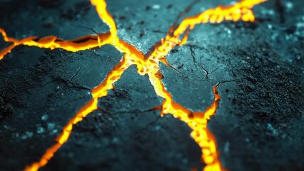 A crack in the ground with a beam of light shining down, ideal for use as a symbol or representation of hope and guidance