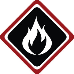 Red diamond hazard symbol with white flame icon vector