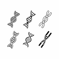 Collection of six unique dna and chromosome illustrations for science projects